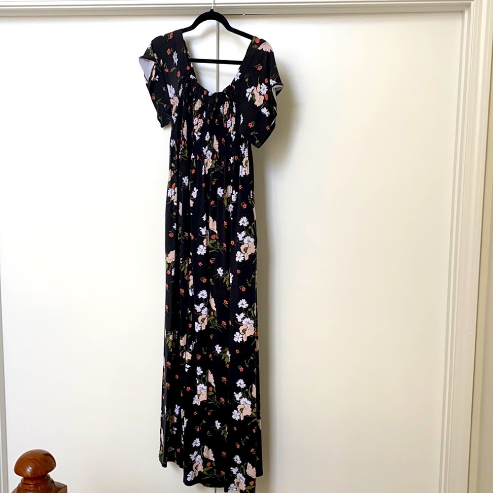 Ingrid & Isabel Black Floral Maxi Dress Maternity